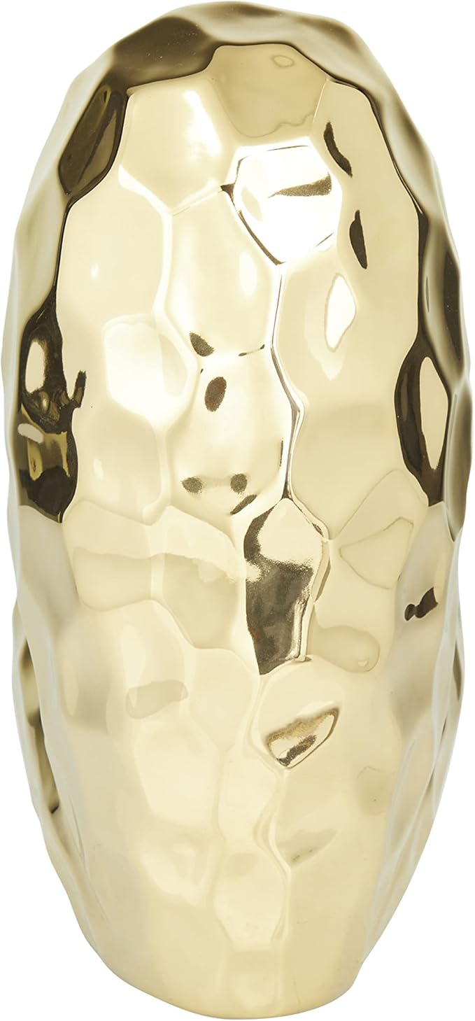 Deco 79 Porcelain Heart Sculpture, 8" x 3" x 8", Gold (Pack of 12)