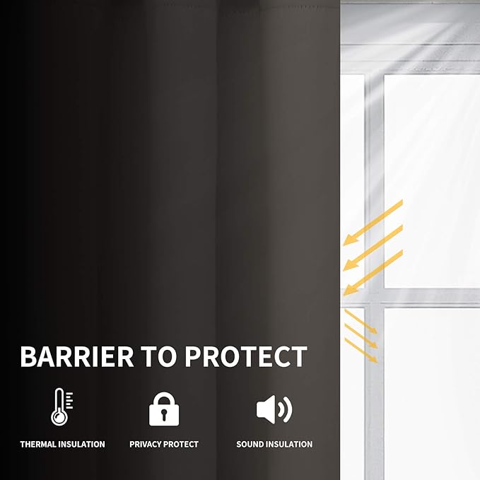 Easy-Going Blackout Curtains for Bedroom, Solid Thermal Insulated Grommet and Noise Reduction Window Drapes, Room Darkening Curtains for Living Room, 2 Panels (52x84 in,Taupe)