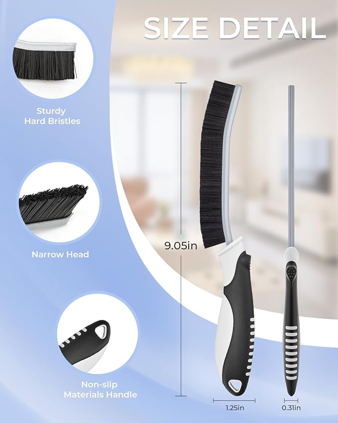 Crevice Cleaning Brushes, Scrub Brush for Hard to Reach Small Space, Home Essentials, Cleaning Supplies, Cleaning Tools for Household Use, Bathroom, Shower, Kitchen, Toilet, Window (3, Blue)