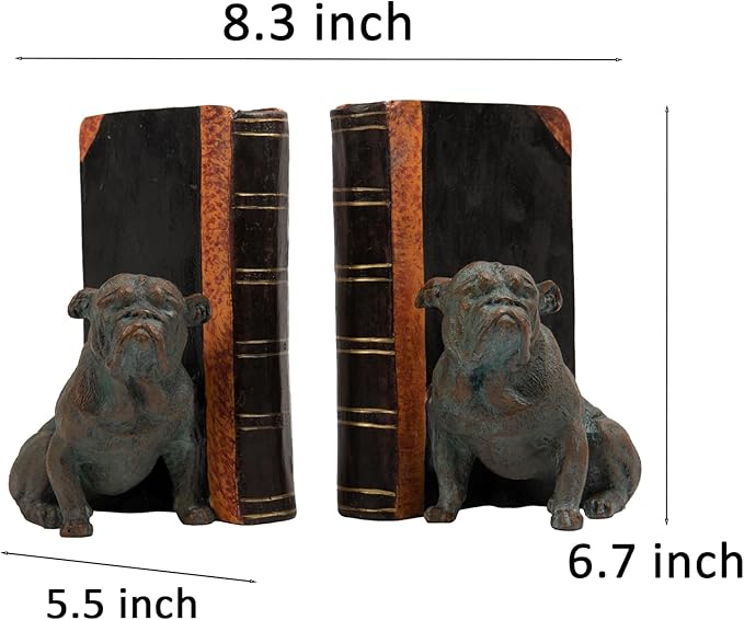 Dog Decorative Bookends Book Holder - Vintage Shelf Decor Book Ends to Hold Books Heavy Duty for Home Decor 3.5 X 4.5 X 6.25 inch Guichifun