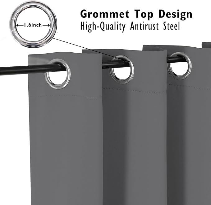 ChrisDowa Blackout Curtains 90 inches Long for Bedroom - 2 Panels Set Grommet Thermal Insulated Room Darkening Curtains for Living Room (Grey, 52 x 90 Inch)