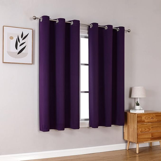ChrisDowa Grommet Blackout Curtains for Bedroom and Living Room - 2 Panels Set Thermal Insulated Room Darkening Curtains (Royal Purple, 42W x 63L)