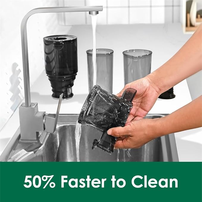 Cold Press Juicer Machines Slow Masticating Juicer Machines with 1.1 L Large Feed Chute Fit Whole Fruits and Vegetables Easy Clean Self Feeding,High Juice Yield,BPA Free (Ink-black)