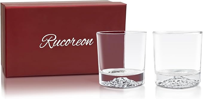 Crystal Whiskey Glasses Set of 2 – 10 OZ Designer Old Fashioned Rocks Glass for Scotch, Bourbon, Rum and Cocktail Drink – Luxury Gift for Men