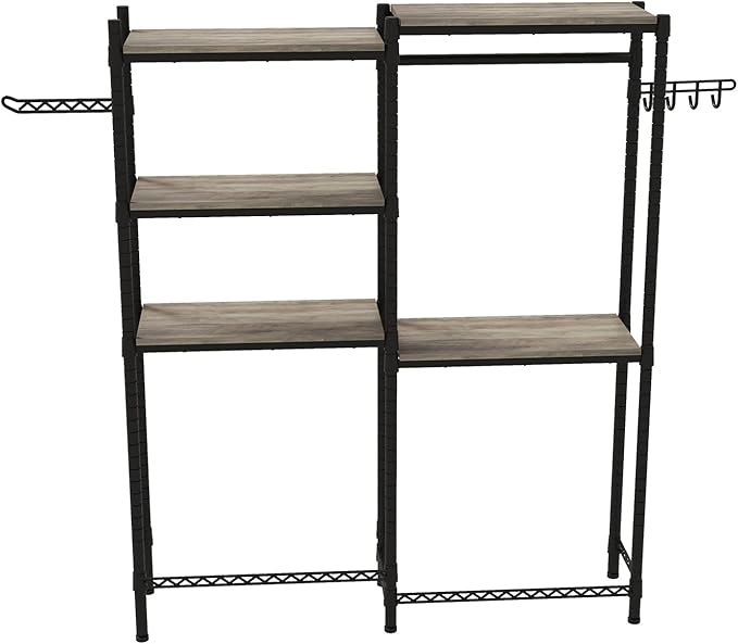 Double Row Over Washer and Dryer Storage Shelves, Laundry Room Organization and Storage, Heavy Duty Laundry Room Shelves, with Adjustable Height, 5-Tier