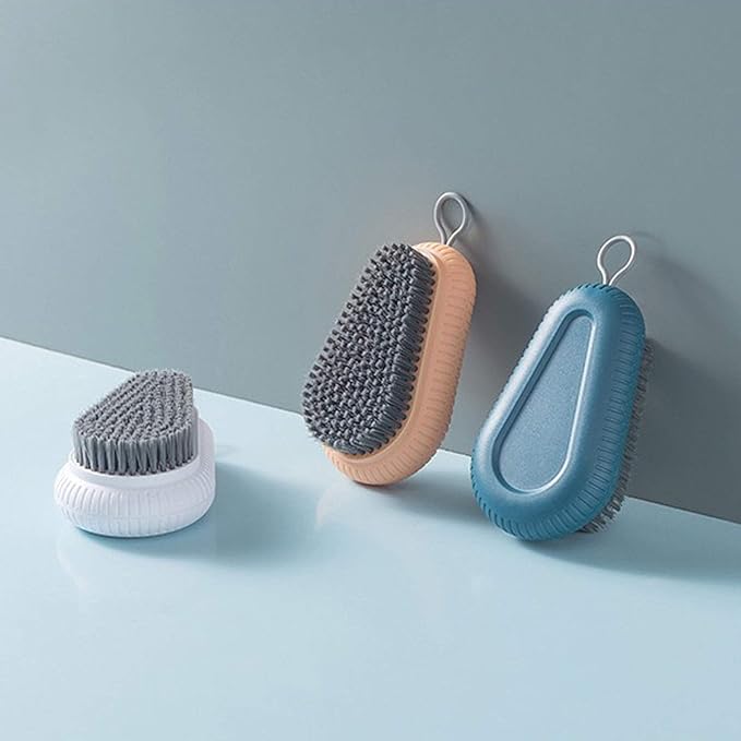 Cleaning Brush Soft Bristle Brush Laundry Scrub Brush Clothes Underwear Shoes Scrubbing Brush, Easy to Grip Household Cleaning Brushes Tool for Countertops Bathtubs (Pink)