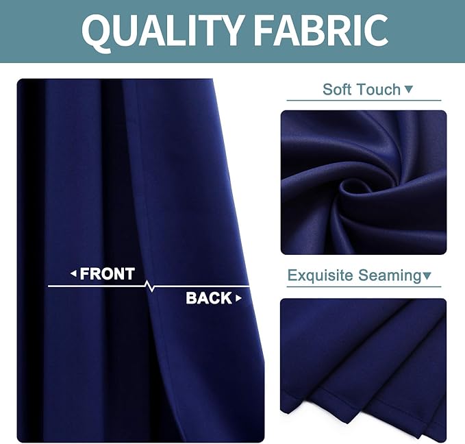 ChrisDowa Small Window Curtains for Kitchen and Bedroom - Grommet Short Thermal Insulated Room Darkening Curtains (2 Panels, Navy Blue, 42 x 36 Inch)