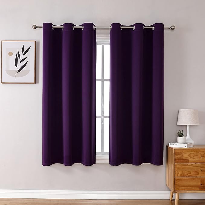 ChrisDowa Grommet Blackout Curtains for Bedroom and Living Room - 2 Panels Set Thermal Insulated Room Darkening Curtains (Royal Purple, 38W x 45L)