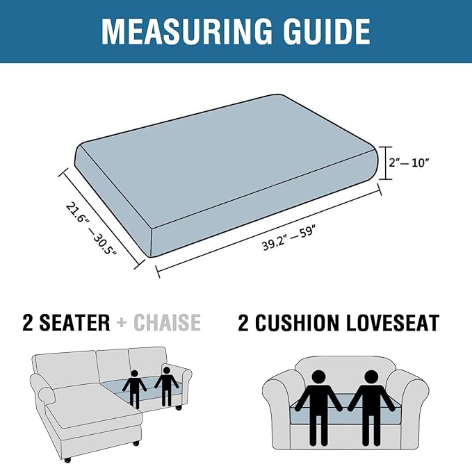 H.VERSAILTEX Super Stretch Individual Seat Cushion Covers Sofa Covers Couch Cushion Covers Slipcover Sets Thick Jacquard Textured Twill Fabric (1 Piece Loveseat Cushion Cover, Deep Teal)