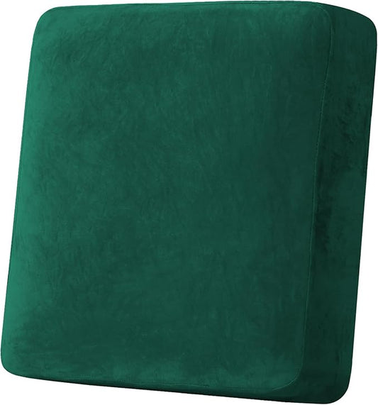H.VERSAILTEX Velvet Stretch Couch Cushion Cover Plush Cushion Slipcover for Chair Cushion Furniture Protector Seat Cushion for Sofa Cover (1 Piece Armchair Cushion Covers, Vintage Green)