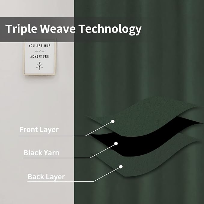 Easy-Going Blackout Curtains for Bedroom, Solid Thermal Insulated Grommet and Noise Reduction Window Drapes, Room Darkening Curtains for Living Room, 2 Panels (42x36 in, Greyish Green)