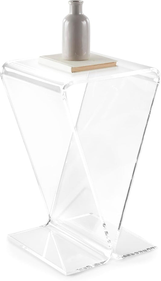 Clarte Acrylic V-Shaped End Table | Side Table for Living Room or Nighstand for Bedrooms | Premium Durable Glass-Like Design