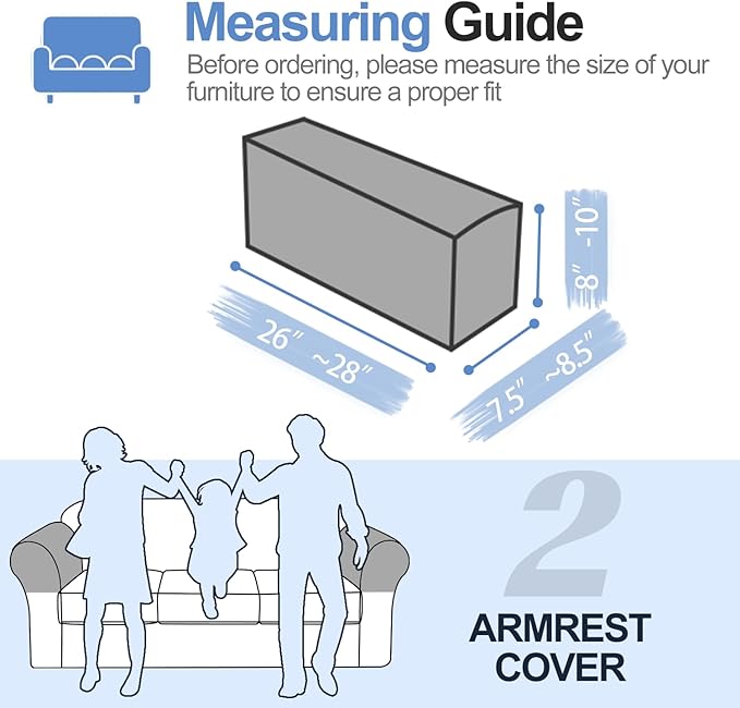 Chenille Sofa Armrest Covers, Soft Stretch Non-Slip Couch Arm Covers for Sofa, Chair or L Shaped Sectional, Furniture Protector (2 Pieces, Beige)