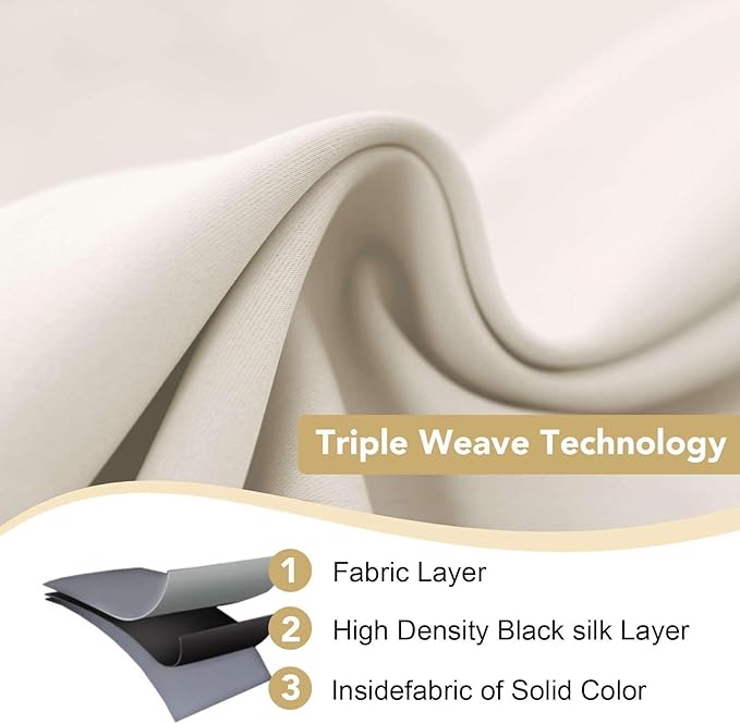 H.VERSAILTEX Room Darkening Curtains for Living Room Light Reducing Thermal Insulated Window Treatment Panels/Drapes Grommet Top 2 Panels (Ivory - 42 x 84 Inches)