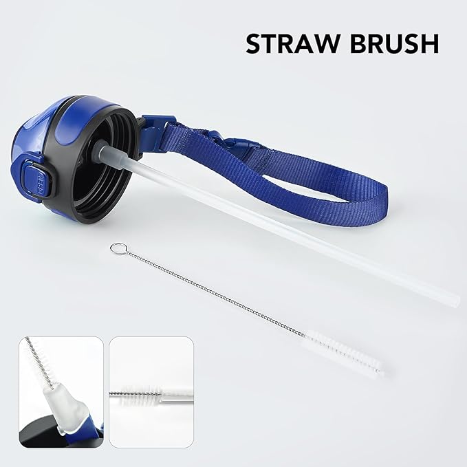 Enerbone 32 oz Insulated Water Bottle, Stainless Steel Bottle with Carrying Strap, Double-Wall Vacuum Insulation Design, Leakproof Sports Bottle with Straw, Keep Drinks Cold or Hot for Hours