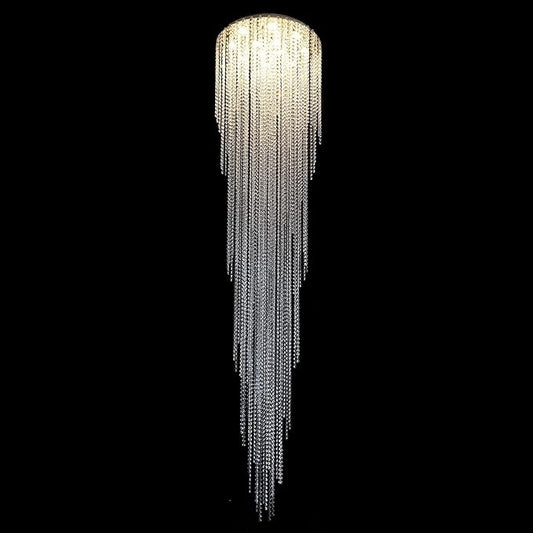 Flashing God H102'' High Ceiling Chandeliers for Entryway Modern Crystal Chandelier Large Foyer Chandeliers Modern Raindrop Chandelier for Villa Staircase,Pendant Light Fixtures