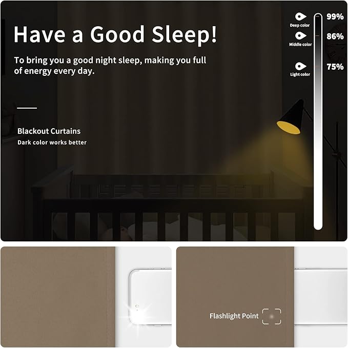 Easy-Going Blackout Curtains for Bedroom, Solid Thermal Insulated Grommet and Noise Reduction Window Drapes, Room Darkening Curtains for Living Room, 2 Panels (42x54 in, Camel)