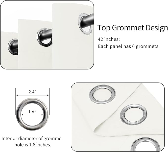 Easy-Going Blackout Curtains for Bedroom, Solid Thermal Insulated Grommet and Noise Reduction Window Drapes, Room Darkening Curtains for Living Room, 2 Panels (42x36 in, Ivory)