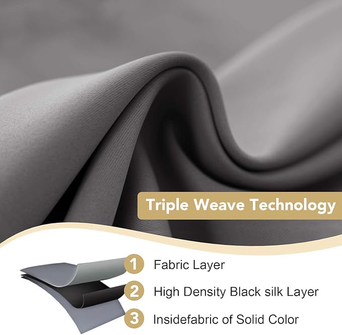 H.VERSAILTEX Blackout Window Treatment Curtains/Panels, Thermal Insulated Room Darkening Solid Grommet Drapes for Bedroom/Living Room Window (52 Inch by 108 Inch, Charcoal Gray, Set of 2)