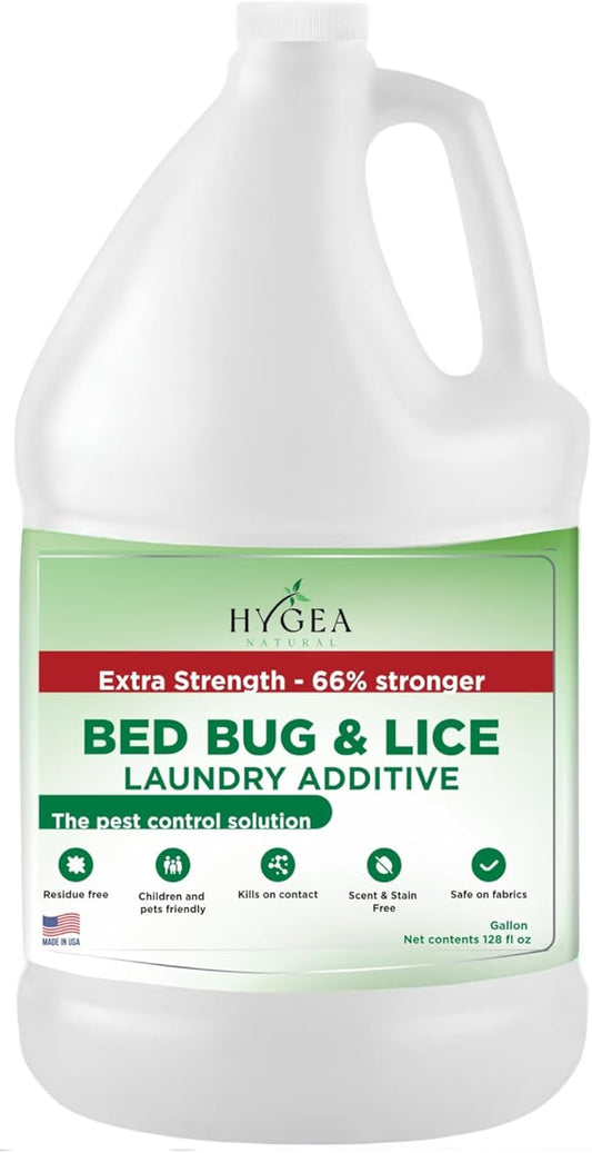 Extra Strength Lice & Bed Bug Laundry Additive - Gentle, Odorless, and Stain-Free Liquid Laundry Treatment - Child and Pet Friendly - Laundry at Any Water Temperature (1 Gallon)