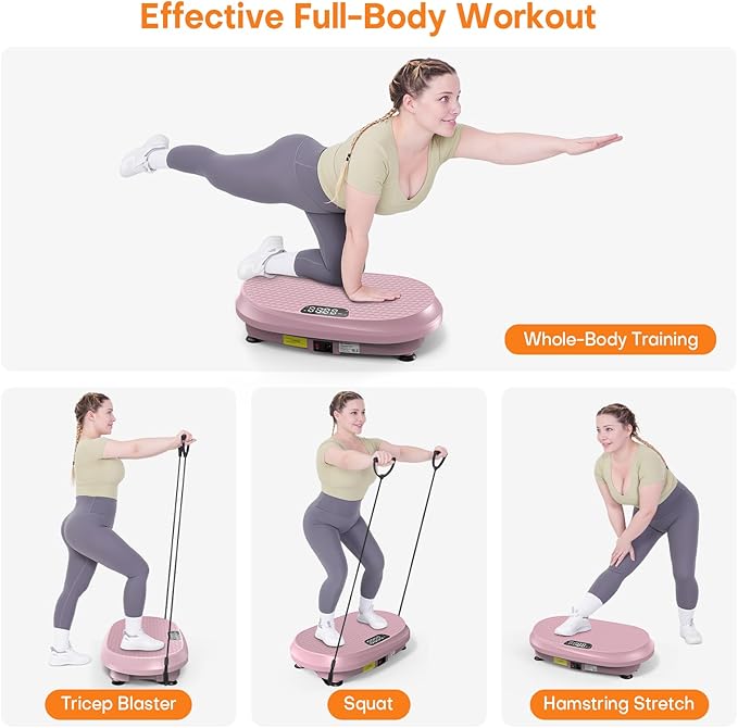 Curved Vibration Plate Exercise Machine, Vibrating Plate 400 lbs Capacity with 9 Auto Modes and 120 Adjustable Speeds, Large LED Display, Touch and Remote Control, Vibration Platform for Home