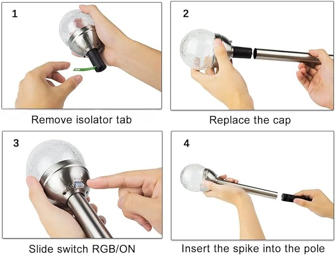 GIGALUMI Solar Outdoor, Cracked Glass Ball Solar Garden Lights, Color Changing Lights Outdoor,Garden LED for Path, Patio, Yard, 6 Pack Pathway