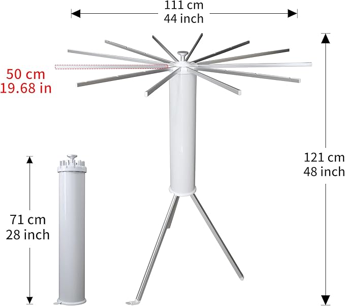 Clothes Drying Rack Tripod, Portable & Foldable Laundry Hanger Dryer - Aluminum, 12 Rods