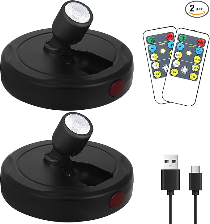 Cordless Spotlight Battery Powered, Indoor Plant Spot Light, Rechargeable Picture Lights with Remote, LED Accent Lighting, Dimmable Display Uplight for Tree Dartboard Decor Painting Art Photo