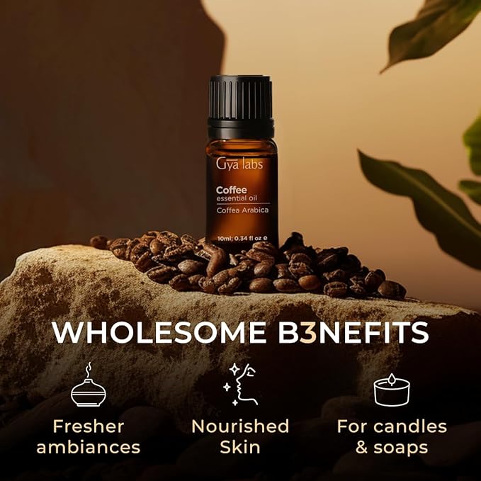 Gya Labs Coffee Essential Oil for Diffusers - 0.34 Fl Oz - 100% Pure Natural Coffee Oil for Hair, Skin, Aromatherapy Fragrance Bath Bombs, Spray & Candle Making Scent