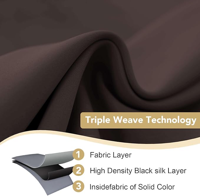 H.VERSAILTEX Thermal Insulated Blackout Curtains - Antique Copper Grommet Top Window Drapes - Chocolate Brown - 52" W x 72" L - (Set of 2 Panels)