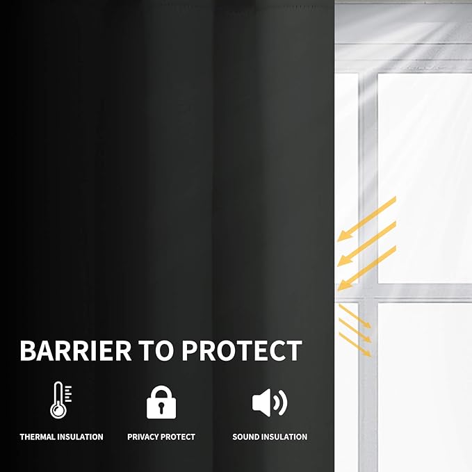 Easy-Going Blackout Curtains for Bedroom, Solid Thermal Insulated Grommet and Noise Reduction Window Drapes, Room Darkening Curtains for Living Room, 2 Panels (52x96 in,Dark Gray)