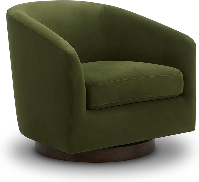 CHITA Swivel Accent Chair, FSC Certified Upholstered Velvet Barrel Chair for Living Room, Fully Assembled, Forest Green