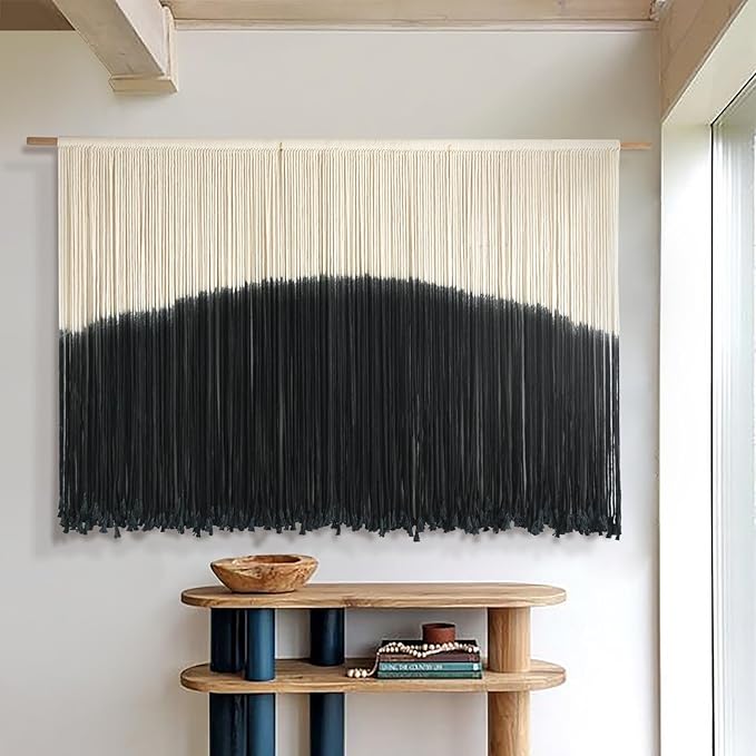 Flber Tie-Dye Macrame Wall Hanging Large Bohemian Yarn Tapestry Macrame Home Décor, 57''W*35''L