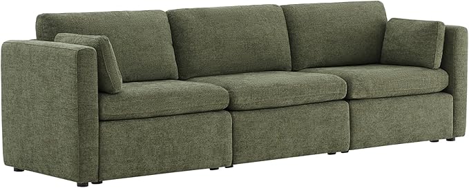 CHITA Oversized Modular Sectional Convertible Fabric Sofa Set, FSC Certified Extra Large Sectional Deep Seat Couch for Living Room, 112 inch Width,3 Seat Modern Modular Sofa, Moss Green