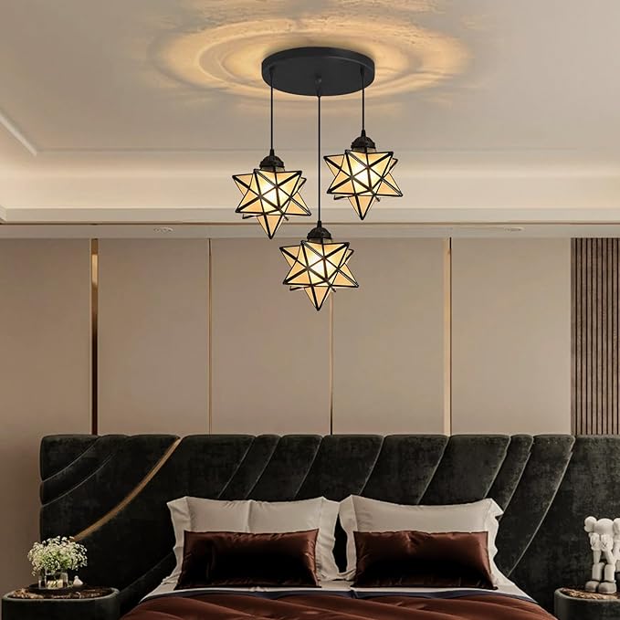 Frosted White Glass Dining Room Chandelier Farmhouse Pendant Lights for Kitchen Island Light Fixture Modern Chandeliers with Warm Light Bulbs Black