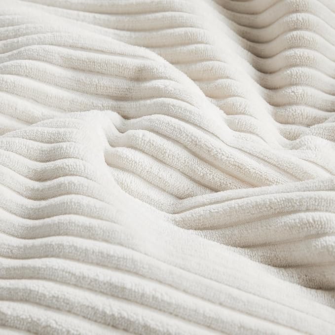 Fancy Homi 2 Packs Cream White Decorative Throw Pillow Covers 16x16 Inch for Living Room Couch Bed Sofa, Rustic Farmhouse Boho Home Decor, Soft Corss Patchwork Corduroy Textured Cushion Case 40x40 cm