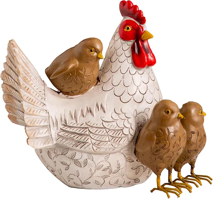 Elenon Chicken Outdoor Garden Statue Decorative, Adorable Flower Bed Rooster Outdoor Statue, Funny Yard Patio Art Decor Sculptures Table Ornament