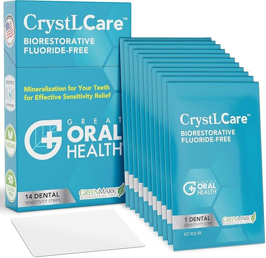 CrystLCare Tooth Sensitivity Treatment for Rapid and Long Lasting Relief for Adults & Kids – Sensitive Teeth Dental Strips for Hydroxyapatite Enamel Remineralization & Tooth Enamel Repair (14 Count)
