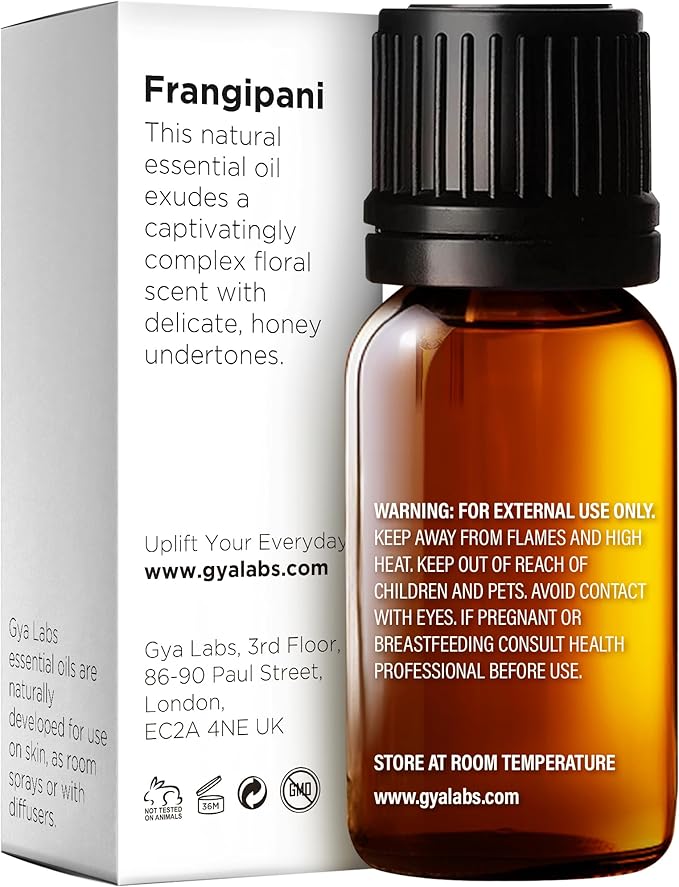 Gya Labs Frangipani Essential Oil for Diffuser - 0.34 Fl Oz - 100% Pure Natural Frangipani Oil for Skin, Face, Aromatherapy & Candle Making Scent