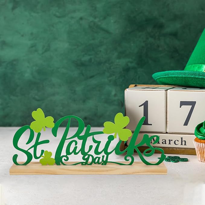 COCHIE Metal St. Patrick's Day Sign, St Patricks Day Decorations for Home, Office, Shelf, Mantel, Indoor, Shamrock Decoration, Saint Patrick Day Decor (Shamrock)
