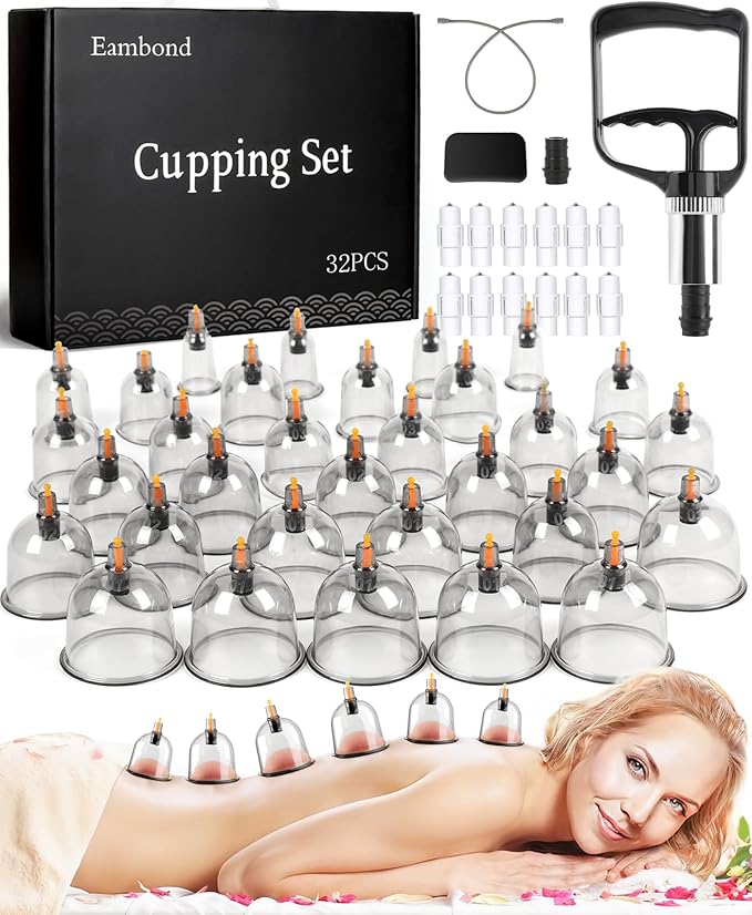 Cupping Kit for Massage Therapy, Silicone Physical Chinese Therapy Cupping Set at Home, Professional Muscle Cupping Tool with Pump & Vacuum Cups for Cellulite Reduction