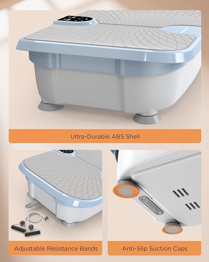 FEIERDUN Vibration Plate Exercise Machine, 400 LBS Capacity Vibration Plate for Lymphatic Drainage, Max Space for Whole-Body Workout & Relaxation at Home