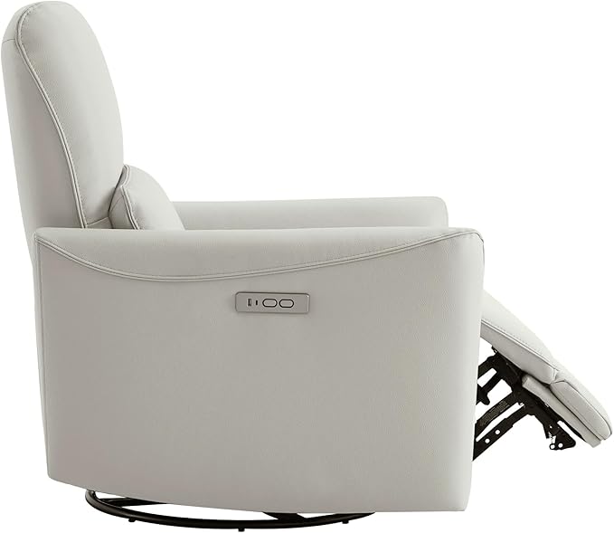CHITA Power Recliner Chair Swivel Glider, FSC Certified Upholstered Faux Leather Living Room Nursery Reclining Sofa Chair with Lumbar Support, Cream