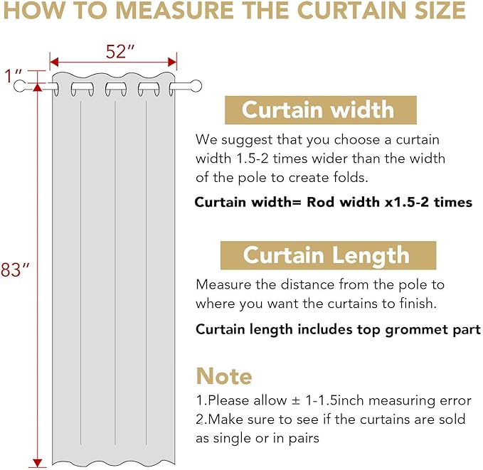 H.VERSAILTEX Blackout Room Darkening Curtains Window Panel Drapes - (Grey Color) - 2 Panels -52 inch Wide by 84 inch Long Solid Pattern, Grommet Top