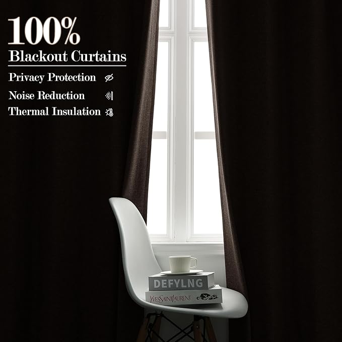 Extra Wide 100% Blackout Linen Textured Curtains - Room Dividers, W200 x L84 (1 Panel), Pinch Pleat Drapes for Living Room, Full Light Block Out Drapery for Sliding Door, Light Coffee