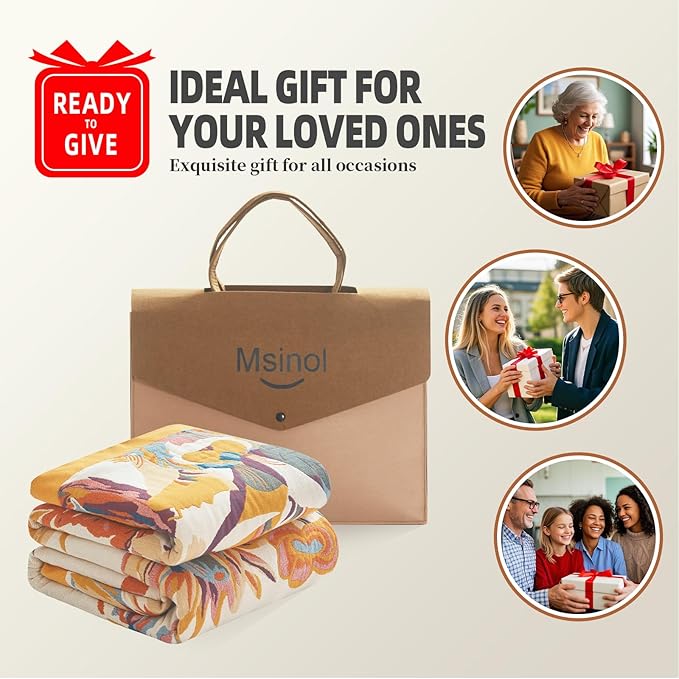 Cotton Throw Blanket Floral Printed Throw for Bed Soft Breathable Farmhouse Blankets Home Decoration Picnic Blanket (60"x80",02-Colorful Flowers)