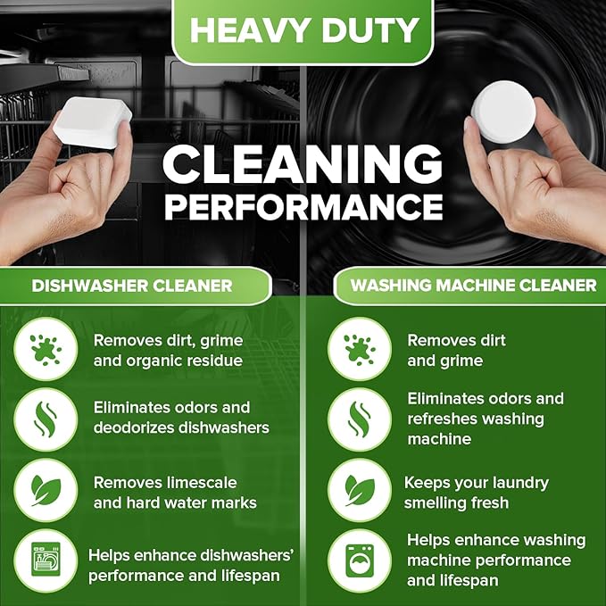 Dishwasher Cleaner + Washing Machine Cleaner Bundle - Heavy Duty Appliance Deep Cleaning, Descaling and Deodorizing.
