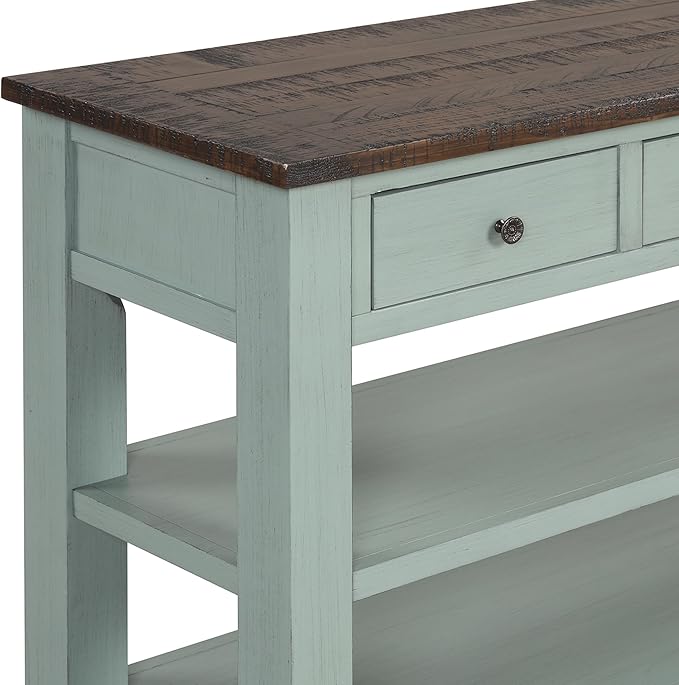 Farmhouse Wood Entryway Console Table 48-Inch Modern Sofa Entry Table with Drawers and Storage Shelves for Entrance Living Room (Green)