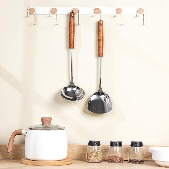 FJNATINH Wok Spatula and Ladle Tool Set - Stainless Steel Wok Tools,Wok Utensil,Mirror Polished Stainless Steel Cooking Utensils 14.6-15.2" Kitchen Utensils Cookware, Pack of 2