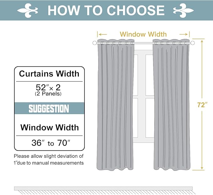 ChrisDowa Grommet Blackout Curtains for Bedroom and Living Room - 2 Panels Set Thermal Insulated Room Darkening Curtains (Light Grey, 52W x 72L)